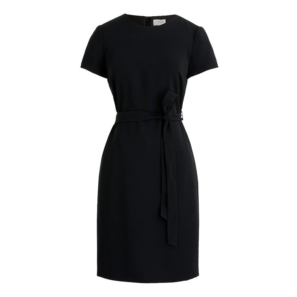 New! J.Crew Short Sleeve Tie Waist Suiting Shift Dress | Black | 00 XS